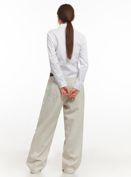 Slim-Fit Cropped Collared Button-Up Shirt IM513