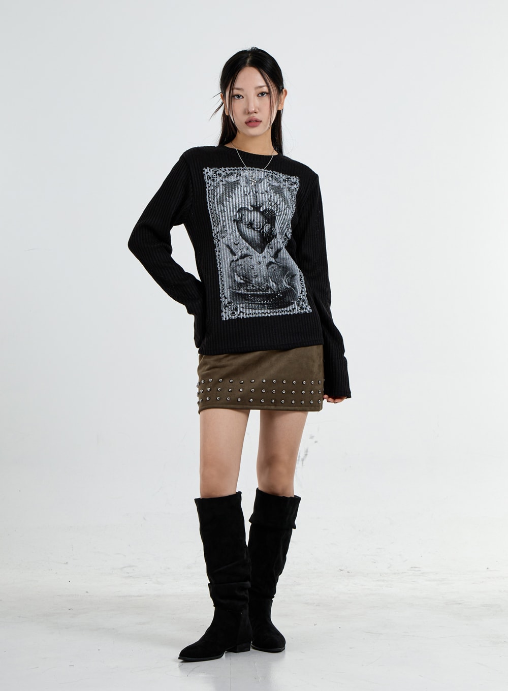 Round Neck Printed Knit CO07