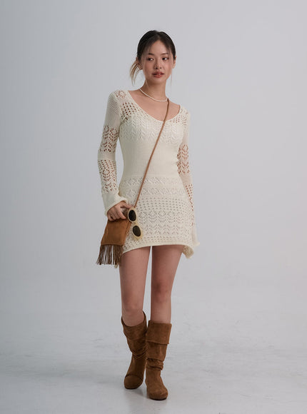 Layered Knit Mini Dress And Thin Straps Mini Dress Set CO19