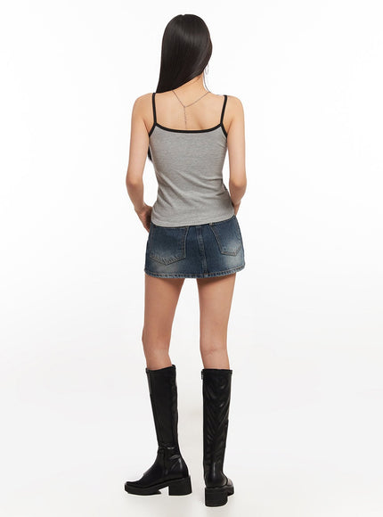 Low-Rise Denim Mini Skirt IA507