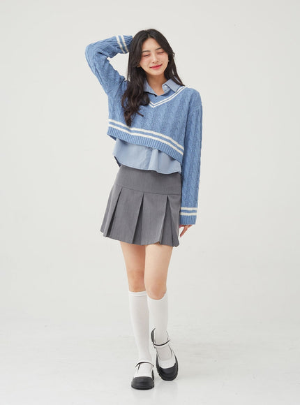 Basic Tone Down Color Crop Shirt BG23