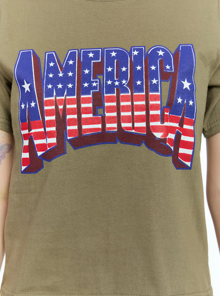 Patriotic Graphic Cropped Top CG507