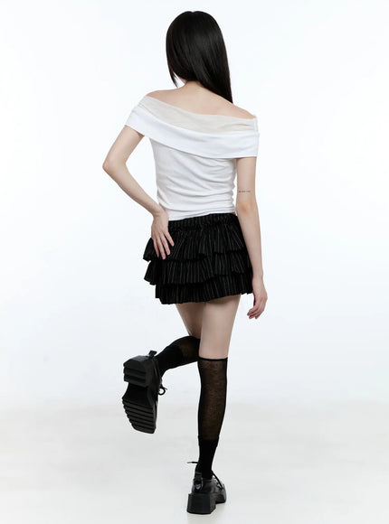 Tiered Stripe Mini Skirt CG507