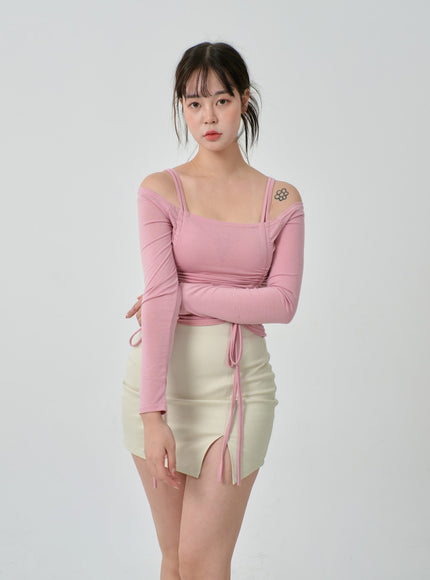 Side Slit Mini Skirt IJ304