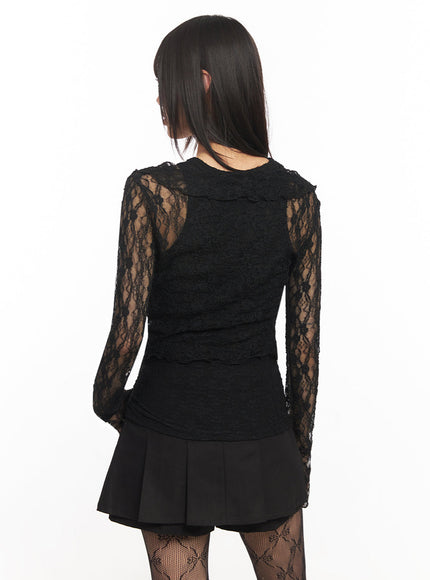 Sheer Lace Strap Cardigan IY502