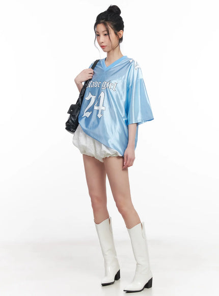Graphic V-Neck Jersey Top CU510