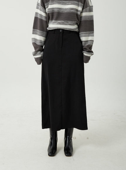 Back Slit Simple Maxi Skirt OJ313