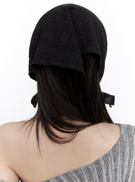 Plaid-Print Cap with Cotton Straps CF512