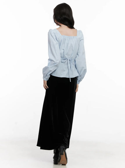 Shirred Square Neck Puff Blouse CN504