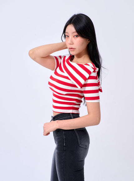 Half Sleeve Stripe Top IA324