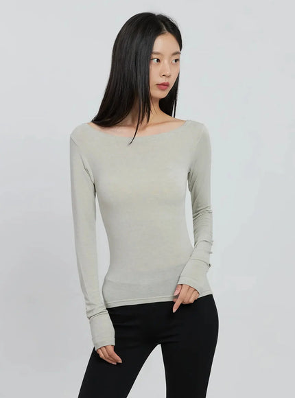 Boat Neck Long Sleeve Tee IO530