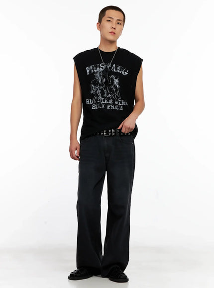 mens-buckle-strap-sandals-ig508 / Black