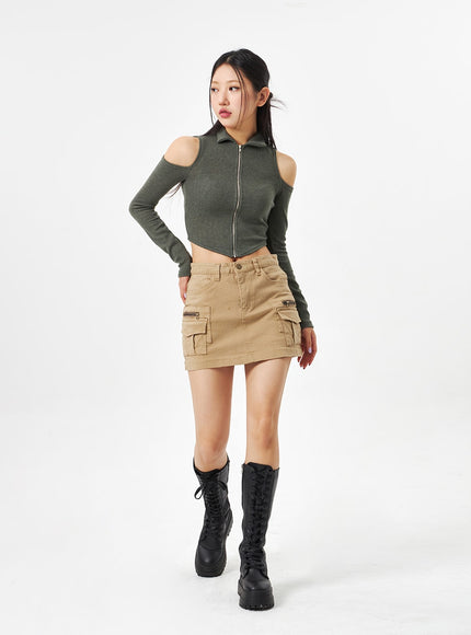 Mid-Rise Cargo Mini Skirt CA313