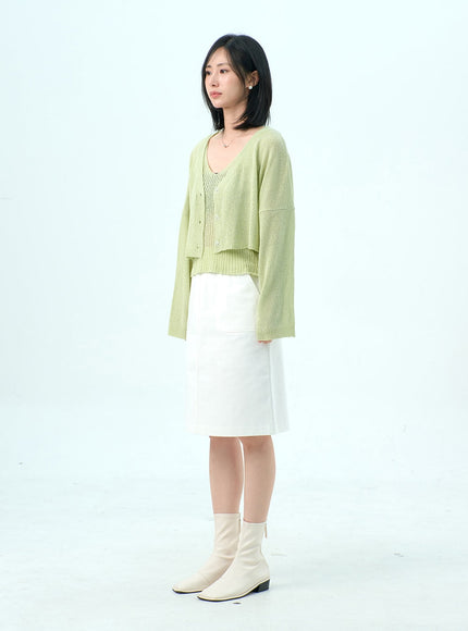 Mesh Top And Cardigan Set OY317