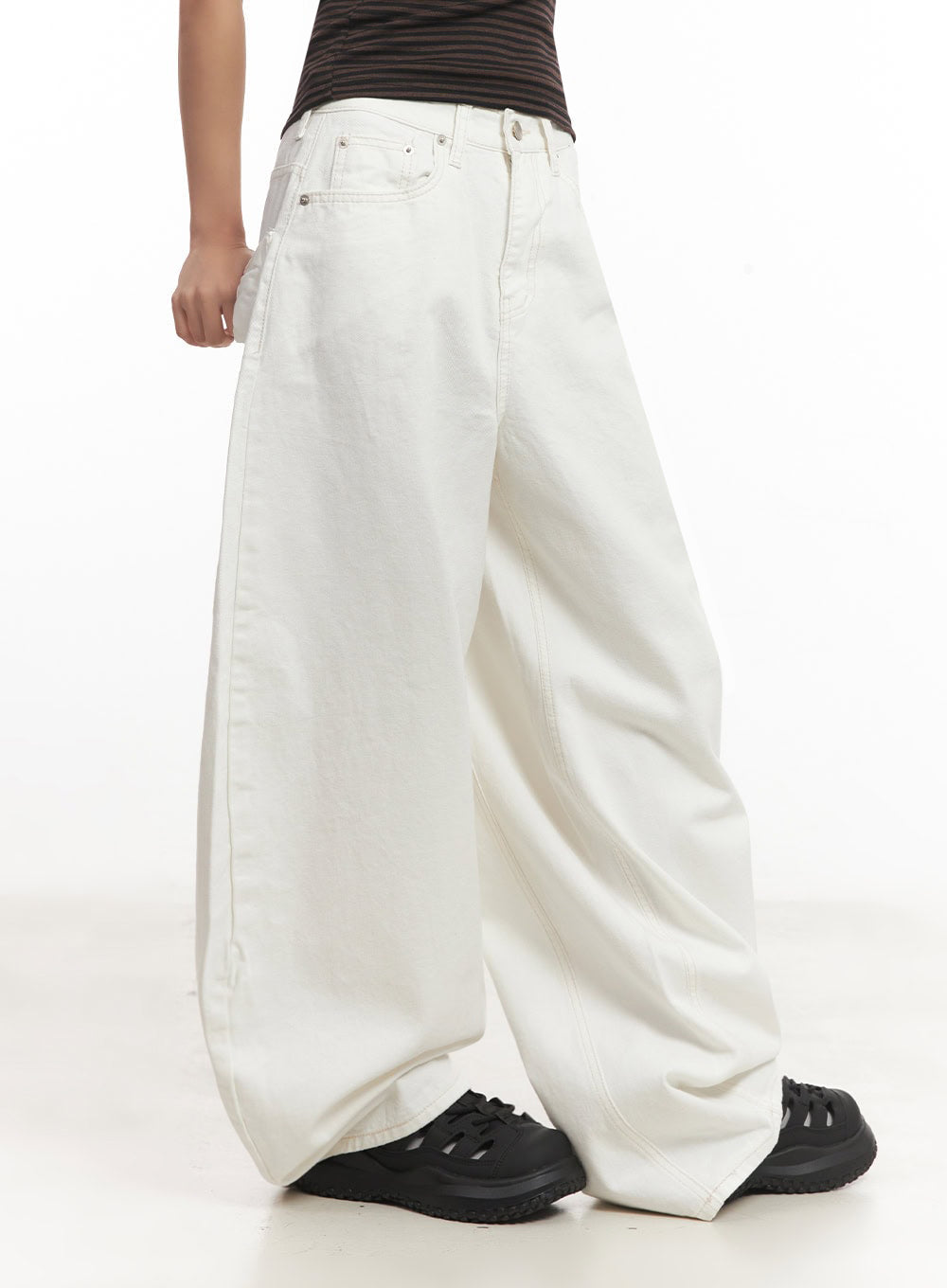 Wide-Fit Ribbon Cotton Trousers IA515