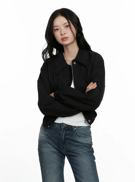casual-cropped-utility-jacket-f502 / Black