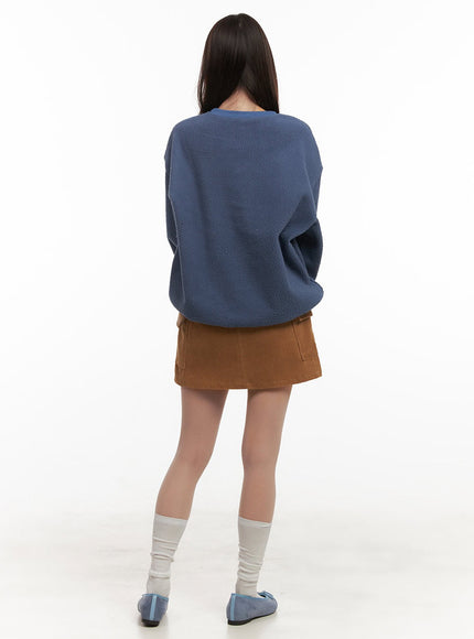 Fuzzy Oversized Crew-Neck Sweatshirt IJ510