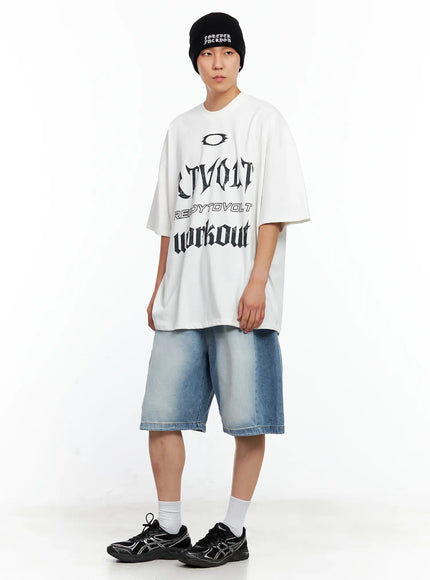 Men's Circle Bolt Oversized Graphic Tee IL514