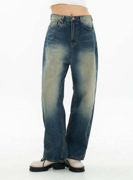 Bleached Wide Leg Denim Pants CA07