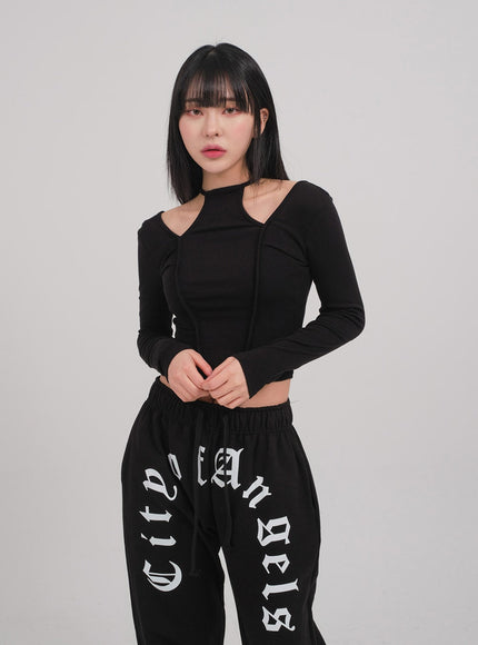 Cut Out Long Sleeve Top C0302