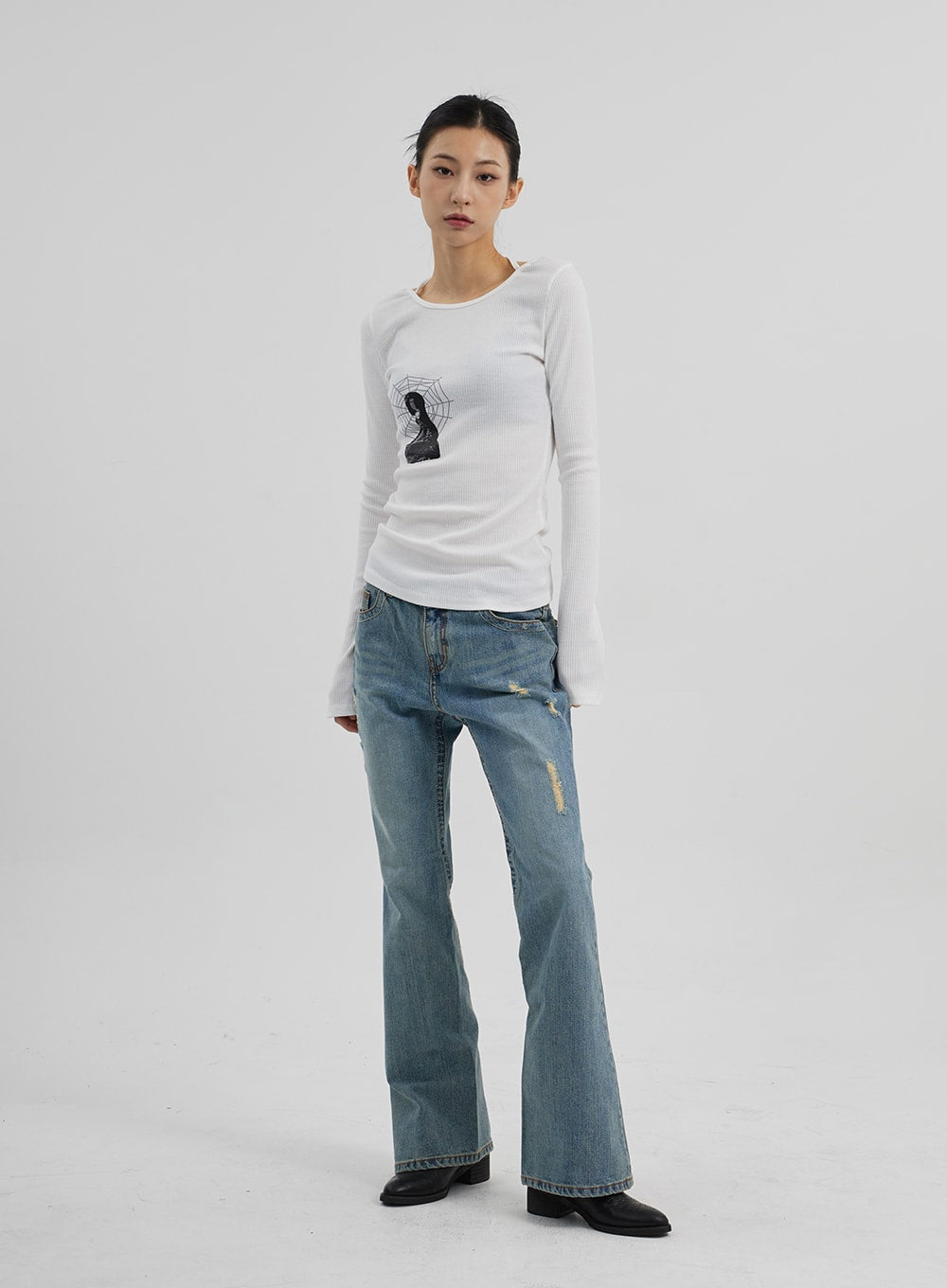 Graphic Ribbed Knit Top CF309