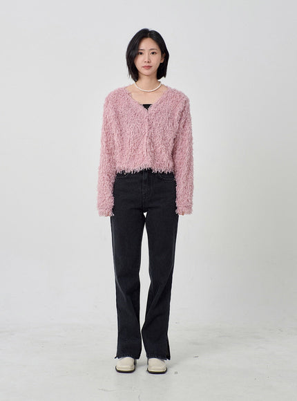 Faux Fur Button Cardigan OD26