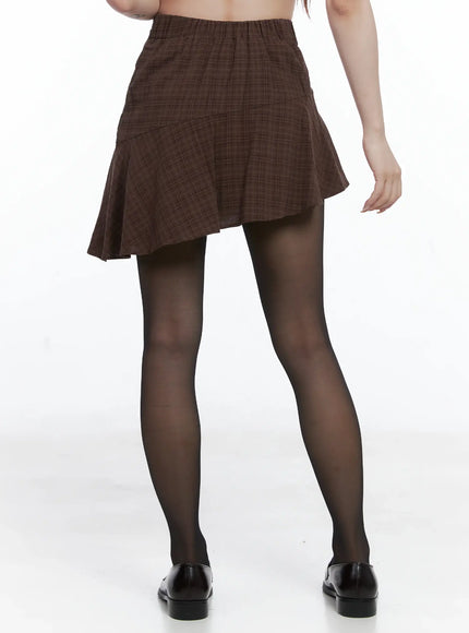 Asymmetric Plaid Mini Skirt CS501