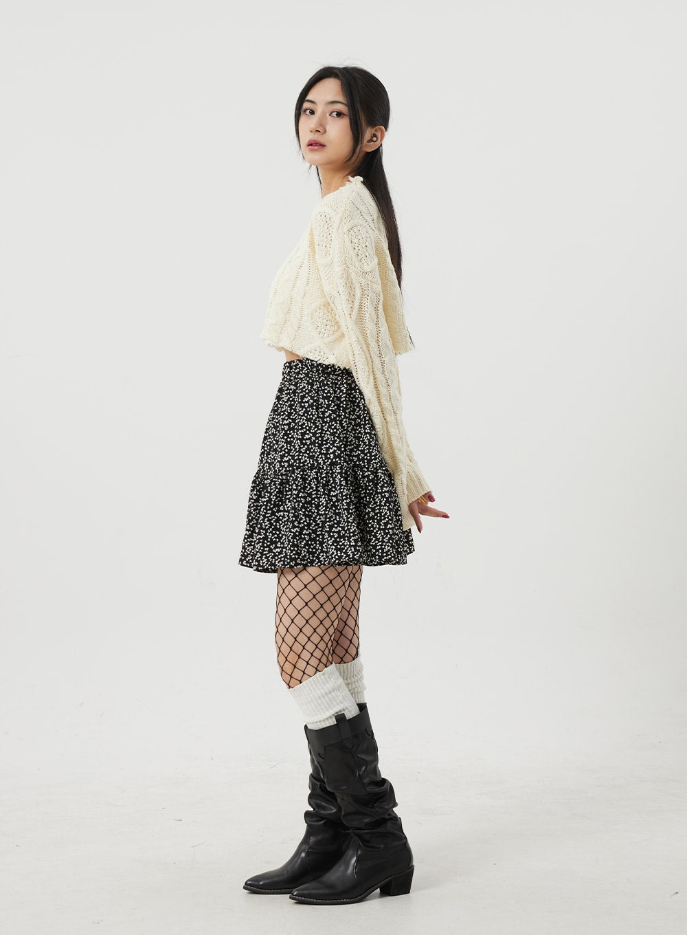 Cable Knit Ripped Cropped Sweater BJ320