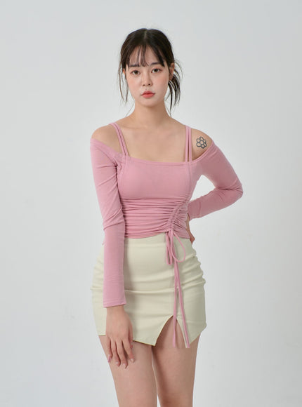 Side Slit Mini Skirt IJ304