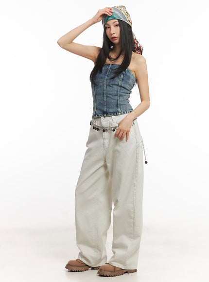 Urban Denim Stitched Tube Top CA503