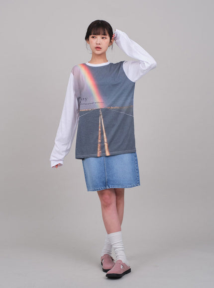 Denim Knee Length Skirt C2701