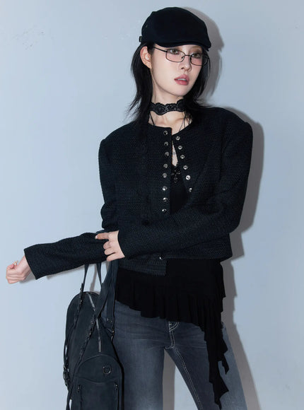 Tweed Snap Button Jacket CF527