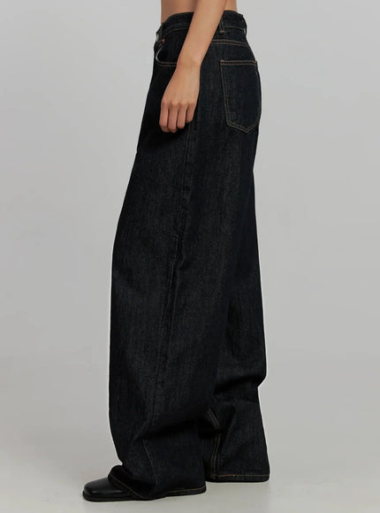 Malia Fleece-Lined Dark Wash Wide Jeans IJ502