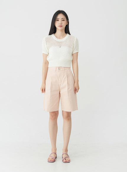 Pintuck Cotton Long Shorts OJ30