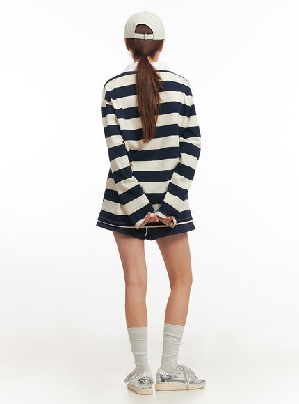 Stripe Long Sleeve Polo Shirt IM514