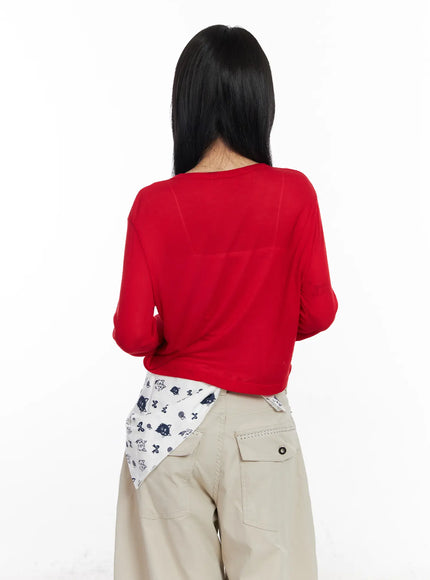 Cropped Long Sleeve Cardigan CF526