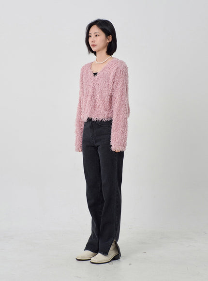 Faux Fur Button Cardigan OD26