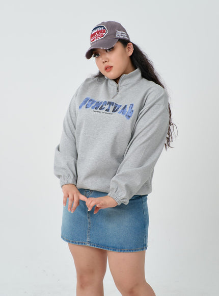 Plus Light Washed Mini Denim Skirt ID27