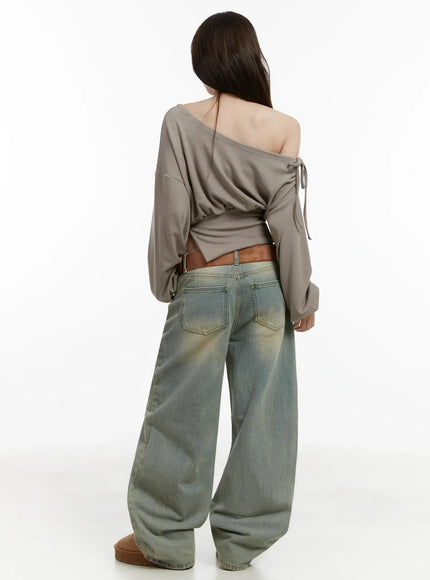 Off-Shoulder Knit Sweatshirt IJ521