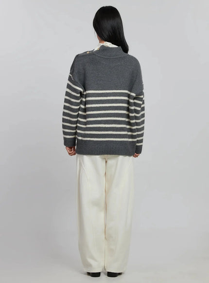 shoulder-cutout-striped-knit-sweater-id504