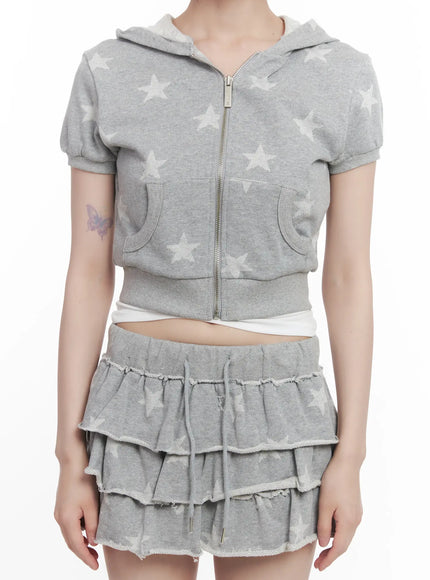 star-print-short-sleeve-hoodie-cu518
