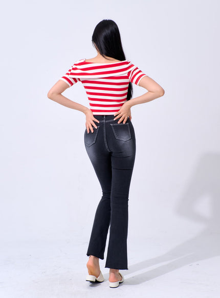 Half Sleeve Stripe Top IA324