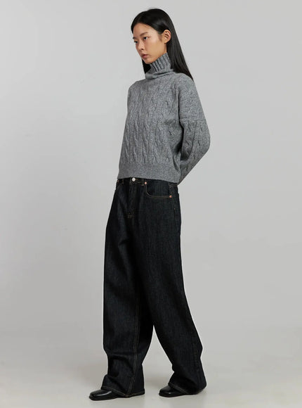 Cable Knit Turtleneck Sweater IJ502