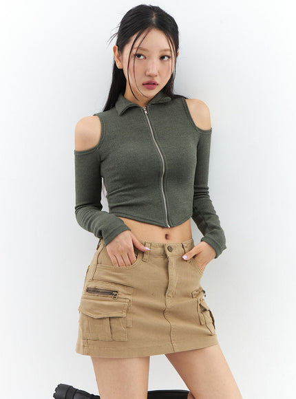 Mid-Rise Cargo Mini Skirt CA313
