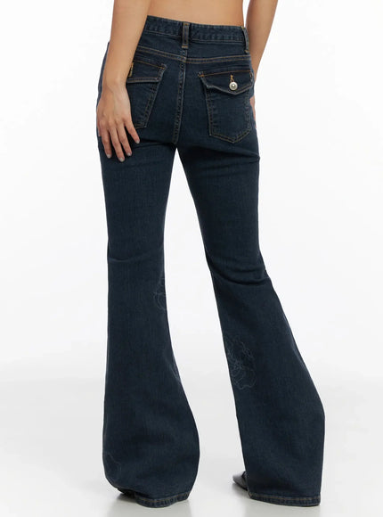 Amari Floral Embriodered Bootcut Jeans IN528