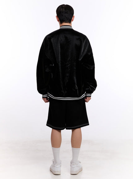 Men's Glossy Leather Varsity Jacket IM512