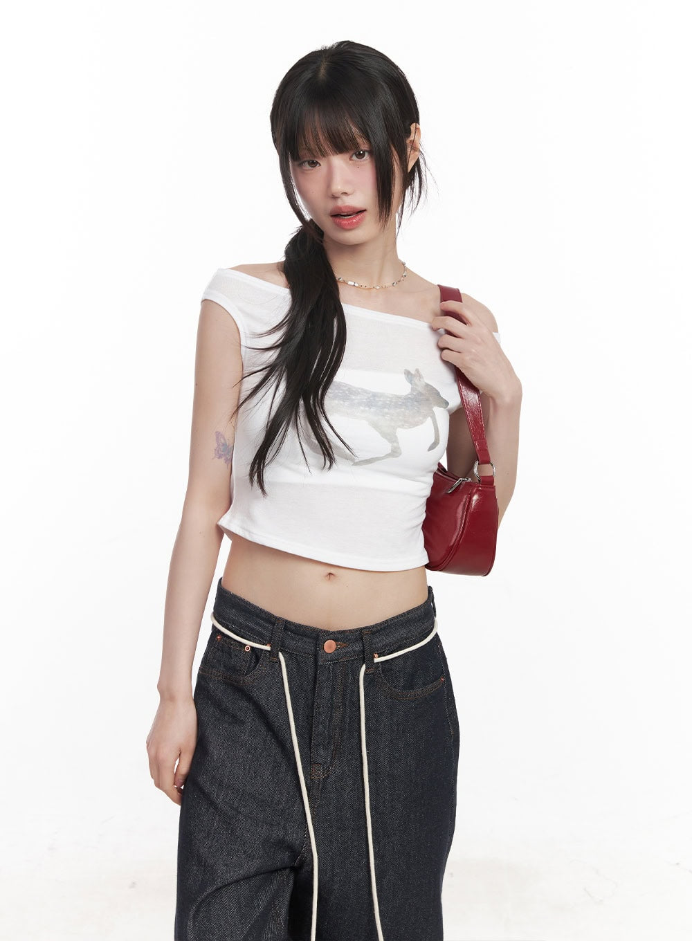 cute-animal-print-graphic-off-shoulder-crop-top-cy521