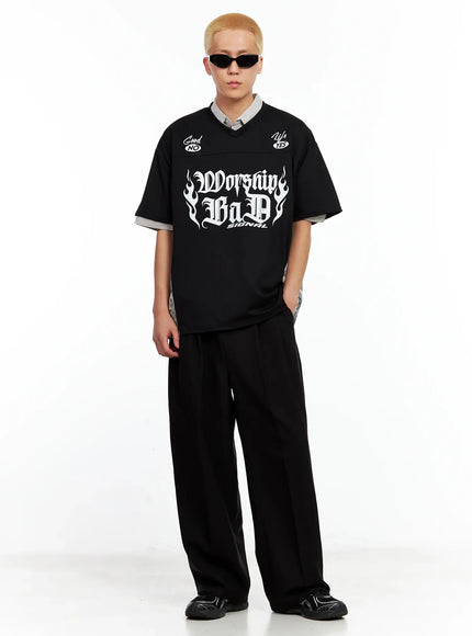 Men's Pleated Wide-Leg Pants IL511