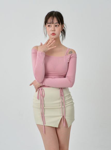 Side Slit Mini Skirt IJ304