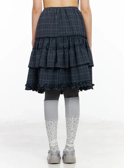 plaid-frill-tiered-midi-skirt-ia523